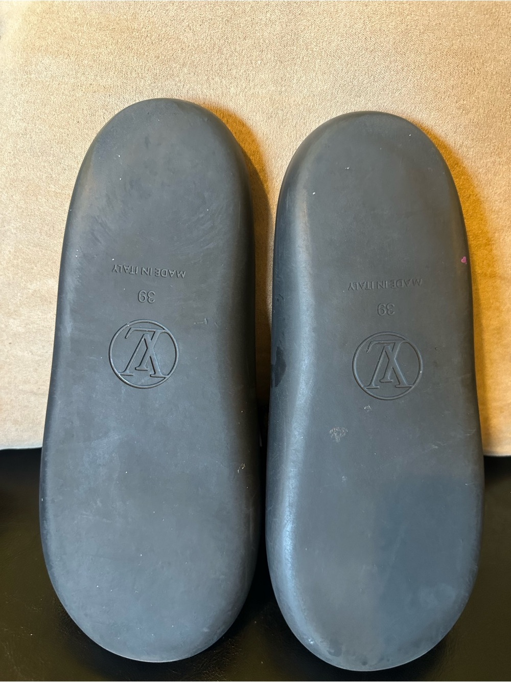 Louis Vuitton Brown and Gold Monogram Slide Sandals - Picture 5 of 9